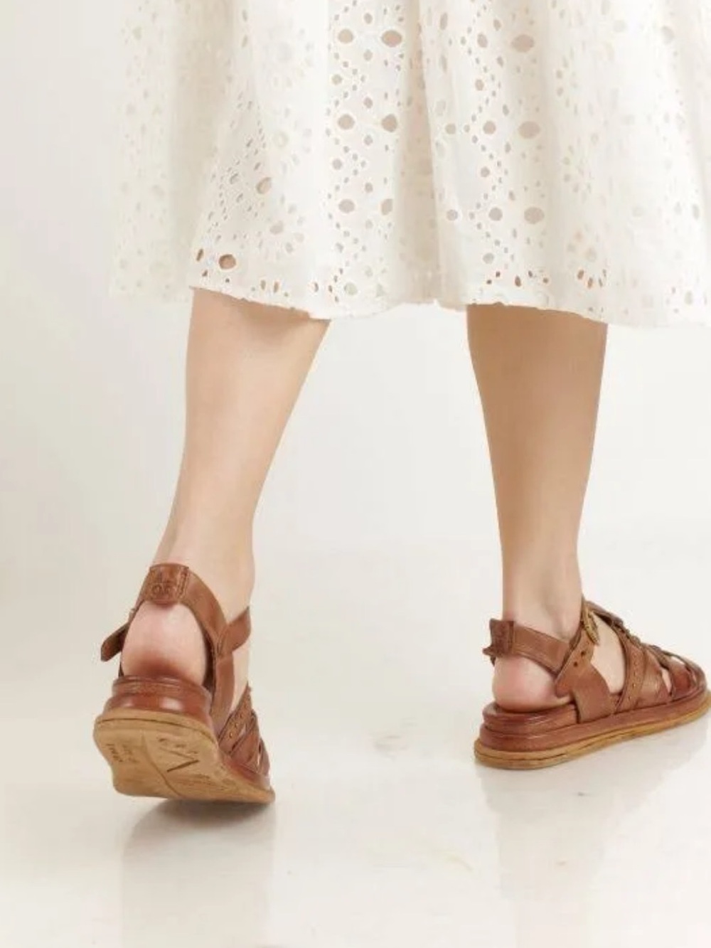 A.S.98 Satchel Brown Leather Studded Ankle Strap Sandals EU 41/US 9.5-10 New! - Picture 4 of 10